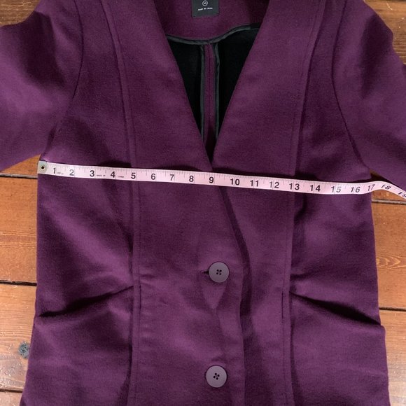 Kate Spade Saturday X-Small Purple Women's Soft Wool Blend Winter Pea Coat EUC - Picture 11 of 13